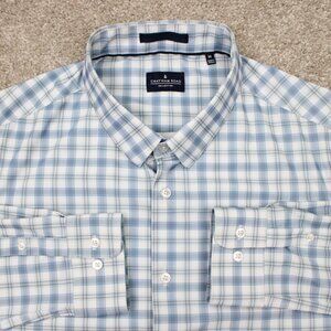 Chatham Road Collection Shirt Mens Medium Blue/Gray/White Polyester Stretch L/S